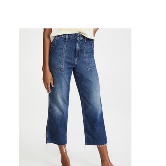 Mother Superior Patch Pocket Zip Private Ankle Fray Jeans Size 30